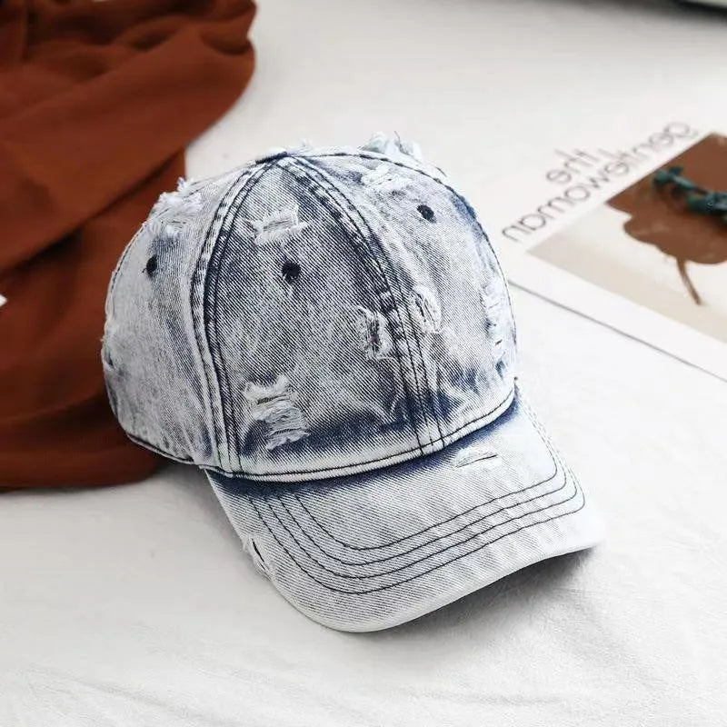 Women Men Leisure Ripped Baseball Cap