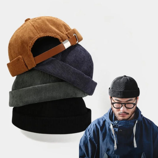 New Corduroy Brimless Cap For Men Women Adjustable