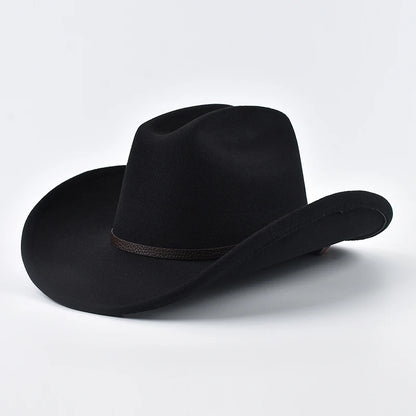 Unisex Western Cowboy Hat With Leather Vintage