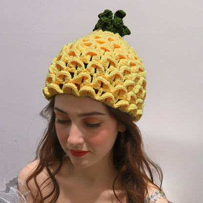 Warm Knitted Fruit Shaped Hat Apple/ Strawberry/ Pineapple/ Grape 4 Colors Optional