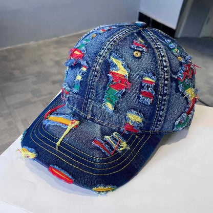Adjustable Frayed Denim Baseball Cap
