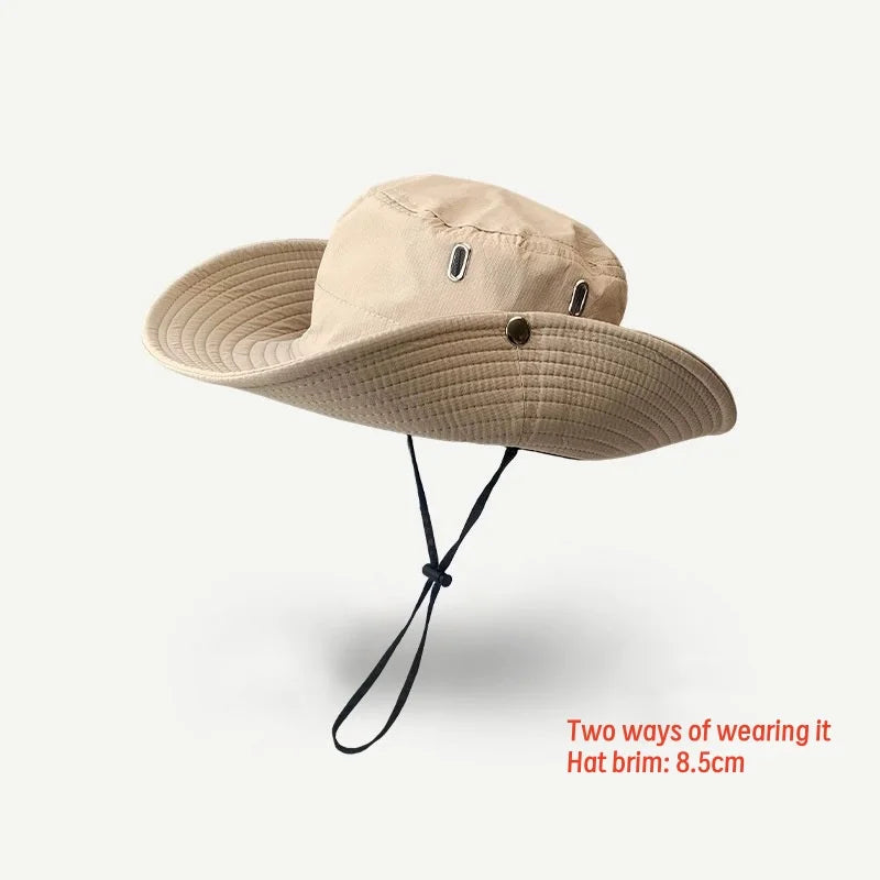 Summer Men Bucket Hat Outdoor UV Protection Wide Brim Hunting Hiking Hat
