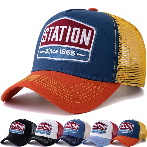 Unisex Baseball Cap Classic Station Letter Pattern Mesh Cap Men And Women