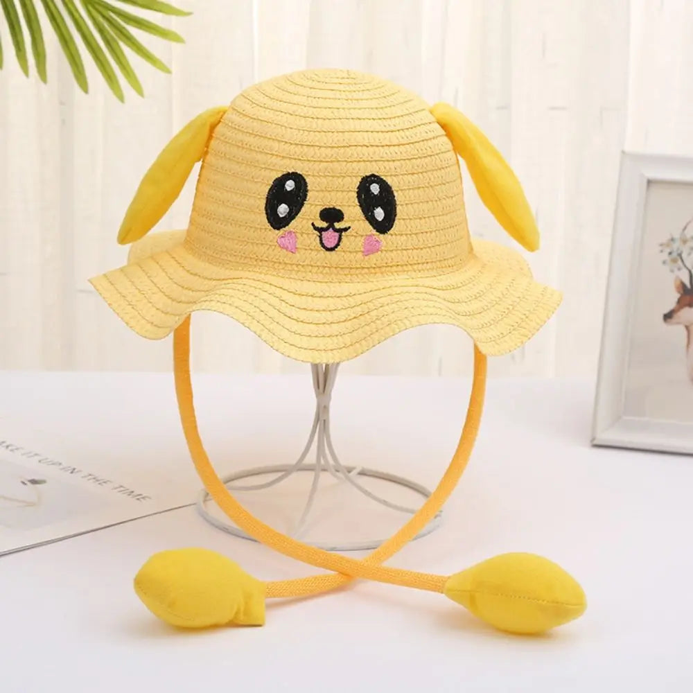 Sunscreen Rabbit Ear Sunshade Straw Hat UPF50+