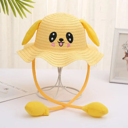 Sunscreen Rabbit Ear Sunshade Straw Hat UPF50+