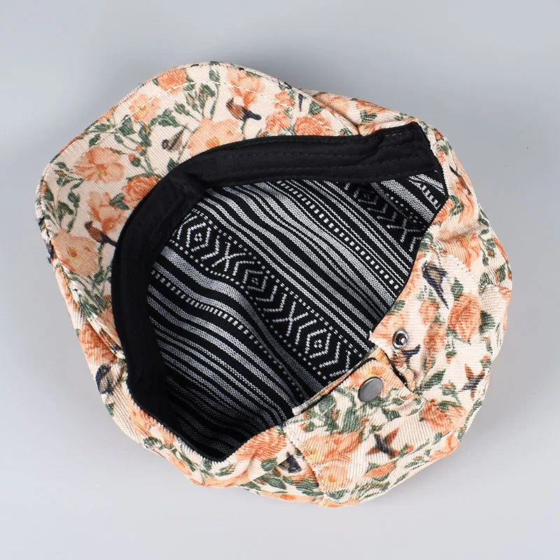 Beret Women Spring 2026 Summer Vintage Floral Print French Cap Peaky Blinders Hats