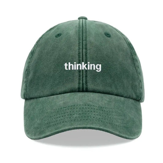 1pc "thinking" Baseball Cap Vintage Washed Unisex Dad Hat