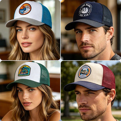 New Unisex Embroidered Trucker Hat For Men Curved Front Half Mesh Baseball Cap Patch Logo Breathable Mesh Back