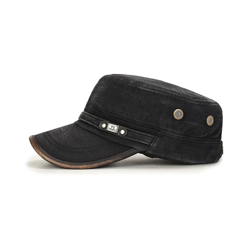 Leather Brim Washed Distressed Cotton Adjustable