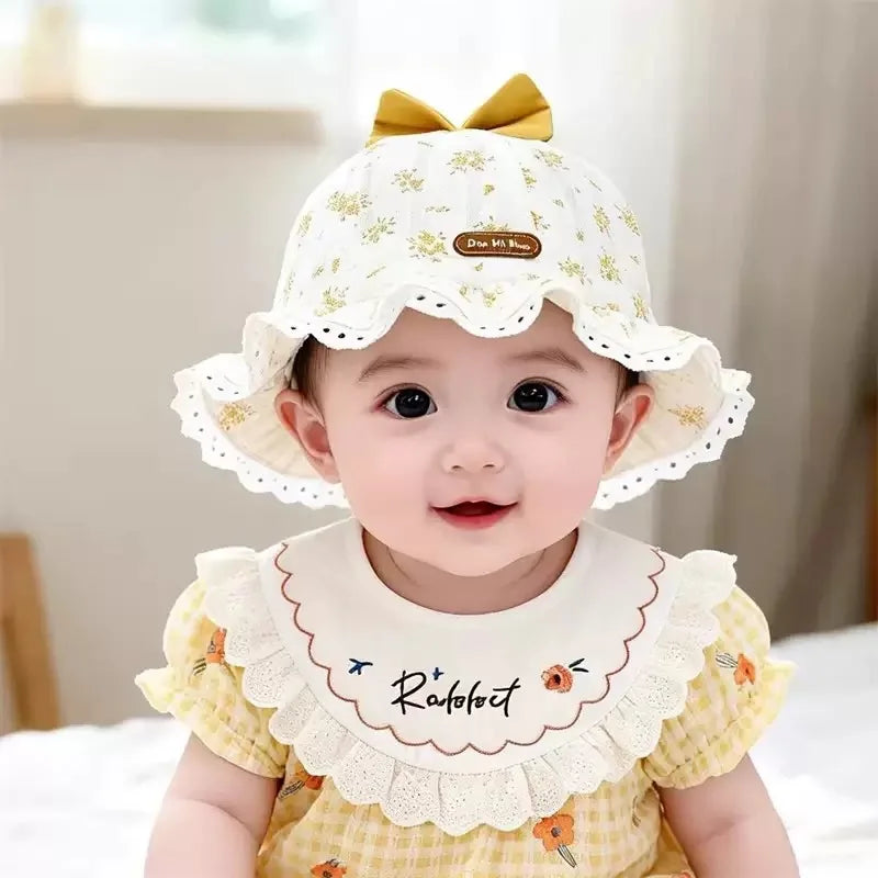 2026 New Baby Hat Spring Autumn Thin Butterfly Knot Floral Fisherman Cap