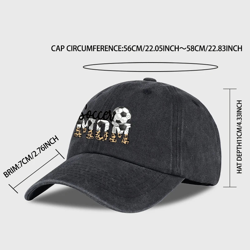 Leopard Print Soccer Mom Washed Baseball Cap