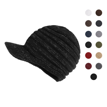 Unisex Winter Hats With Visor Warm Ski Hat Stylish Knitted Hat