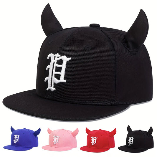 Unisex Personality Letter Embroidery Ox Horn Hip-hop Hats Outdoor Baseball Caps