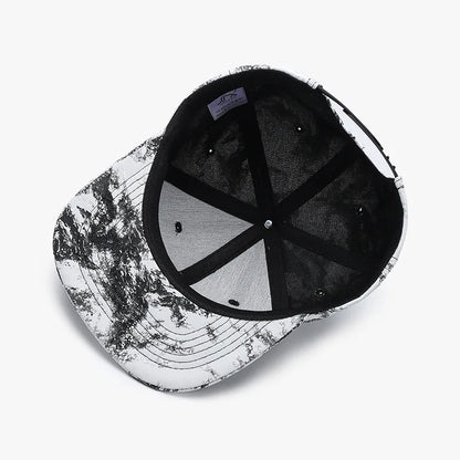Splatter Print Flat Brim Baseball Cap Adjustable Sun Protection Breathable Outdoor Street Hip Hop Casual Unisex