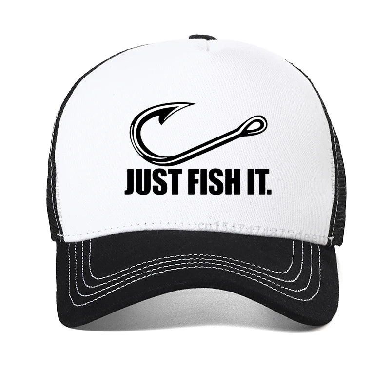 Men Fishing Cap Letter Print Just Fish It  Baseball Cap Summer