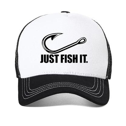 Men Fishing Cap Letter Print Just Fish It  Baseball Cap Summer