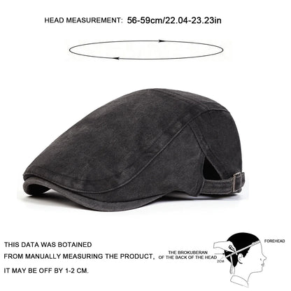 Men Solid Color Washing Newsboy Caps British Painters Hats
