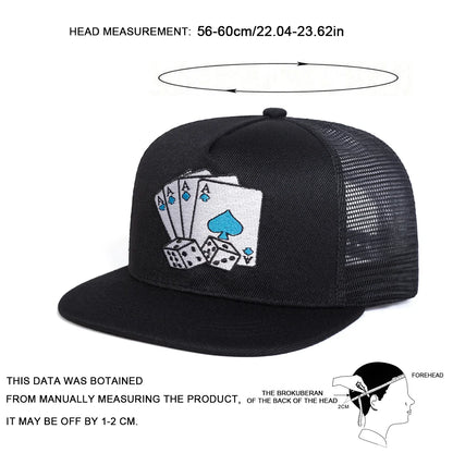 Unisex Poker Card Embroidery Hip-Hop Net Hats