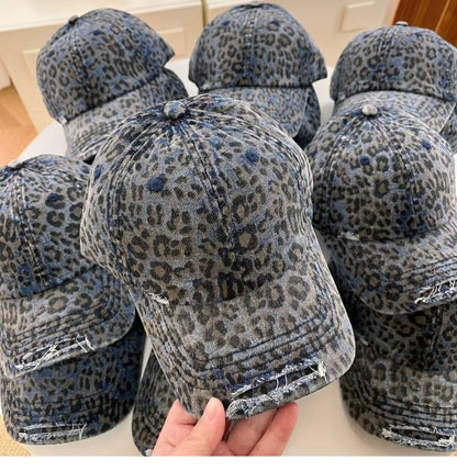 Leopard Baseball Caps Women Washed Vintage Street Spring Autumn