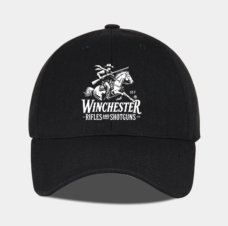 Winchester Cowboy Logo Print Soft Top Baseball Cap Soft Comfortable Breathable Adjustable Retro Western Style