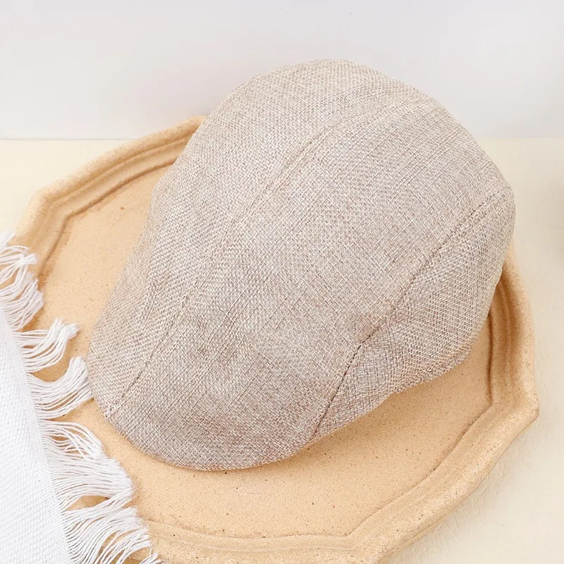Breathable Linen Cotton Beret Hat Fashion Lightweight Beret Caps