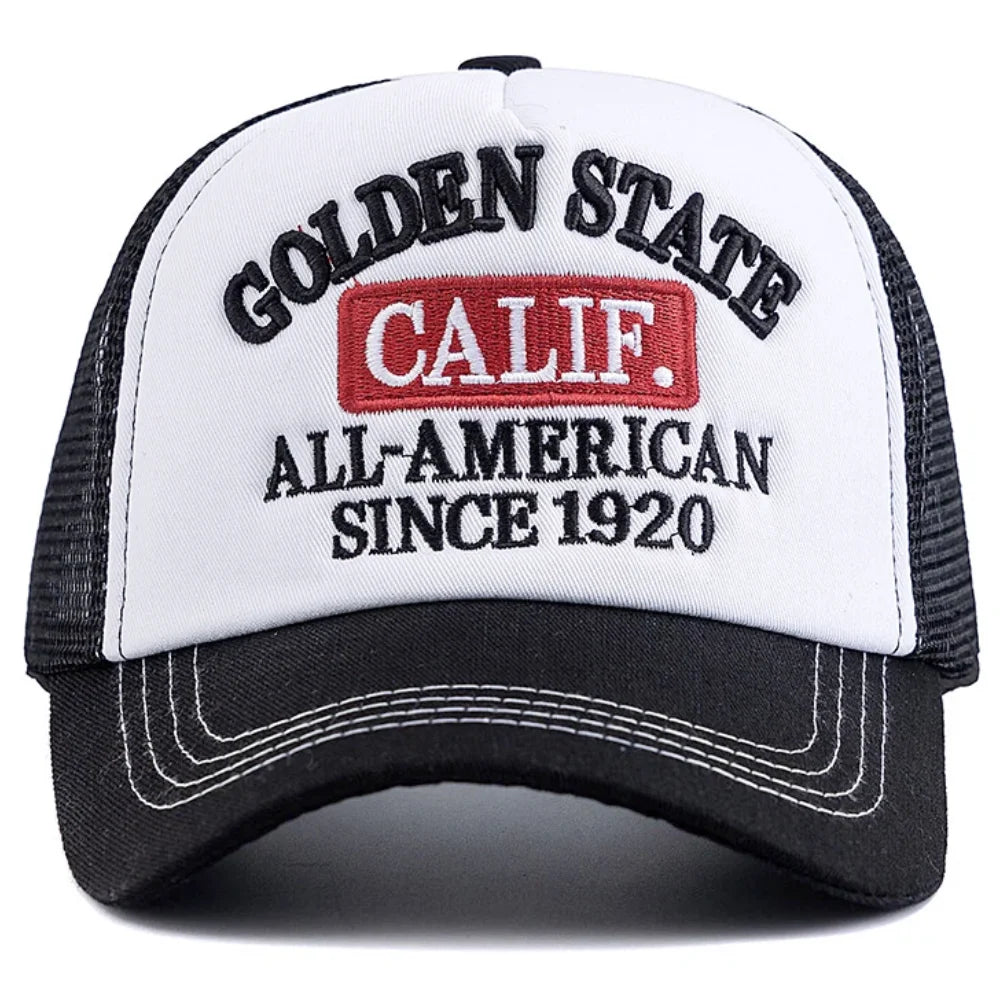 Unisex Fashion Golden State California Embroidered Mesh Baseball Cap For Men Women