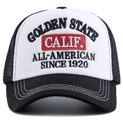 Unisex Fashion Golden State California Embroidered Mesh Baseball Cap For Men Women