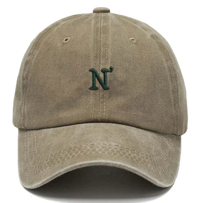 Cotton Washed Vintage Snapback Embroidered Letter N Unisex Baseball Cap