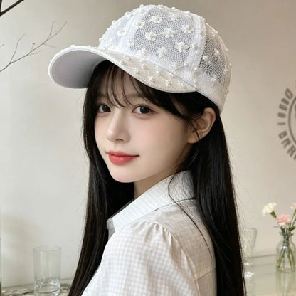 Embroidery Lace Baseball Cap Adjustable Sunscreen Visors Cap