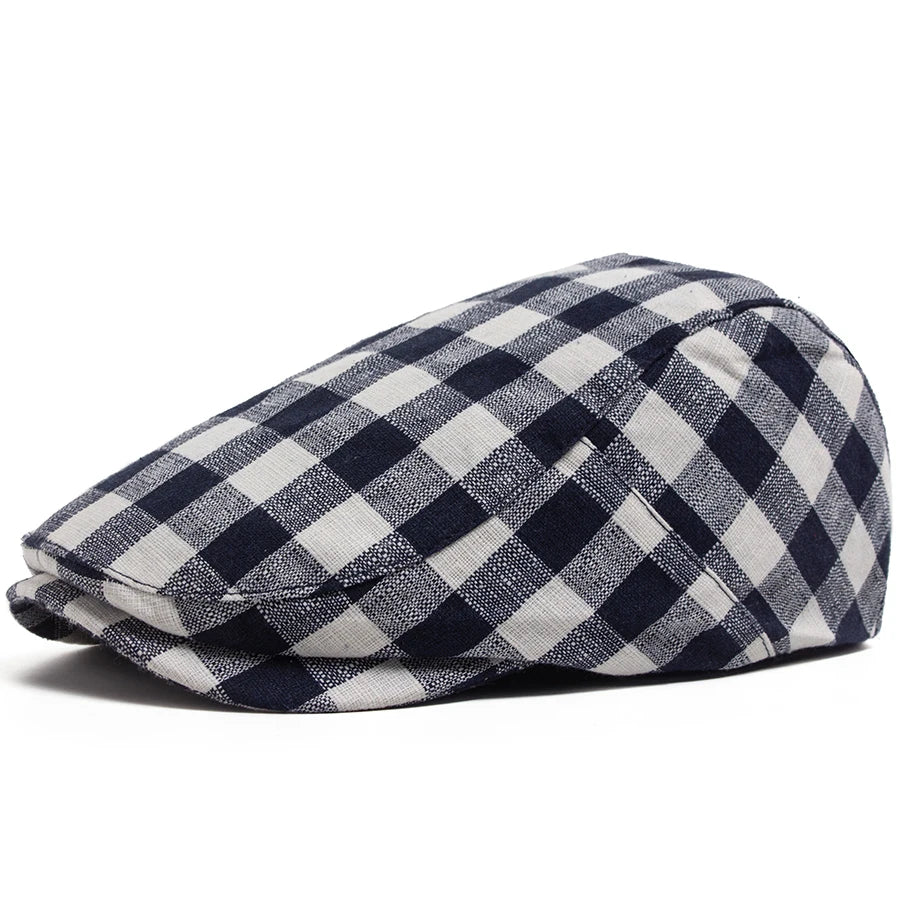 New Fashion Plaid Beret Men Women Vintage Visor Flat Cap