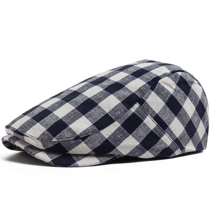 New Fashion Plaid Beret Men Women Vintage Visor Flat Cap