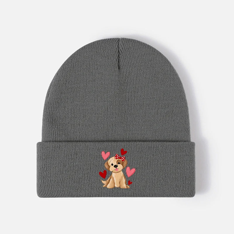 Hearts Knit Beanie Hat Warm Acrylic Skull Cap  Men