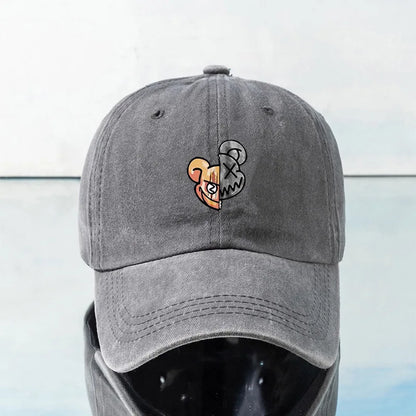 Fashionable Printed Violent Bear Washed Baseball Cap
