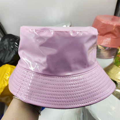 Colorful Shiny Leather Two Sided Fisherman Hat Women's and Men's
