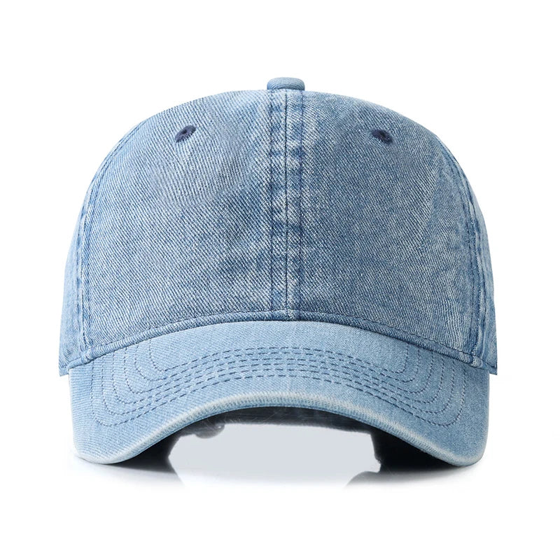 Spring And Summer Solid Color Cotton Denim Blue Baseball Cap