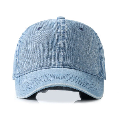 Spring And Summer Solid Color Cotton Denim Blue Baseball Cap