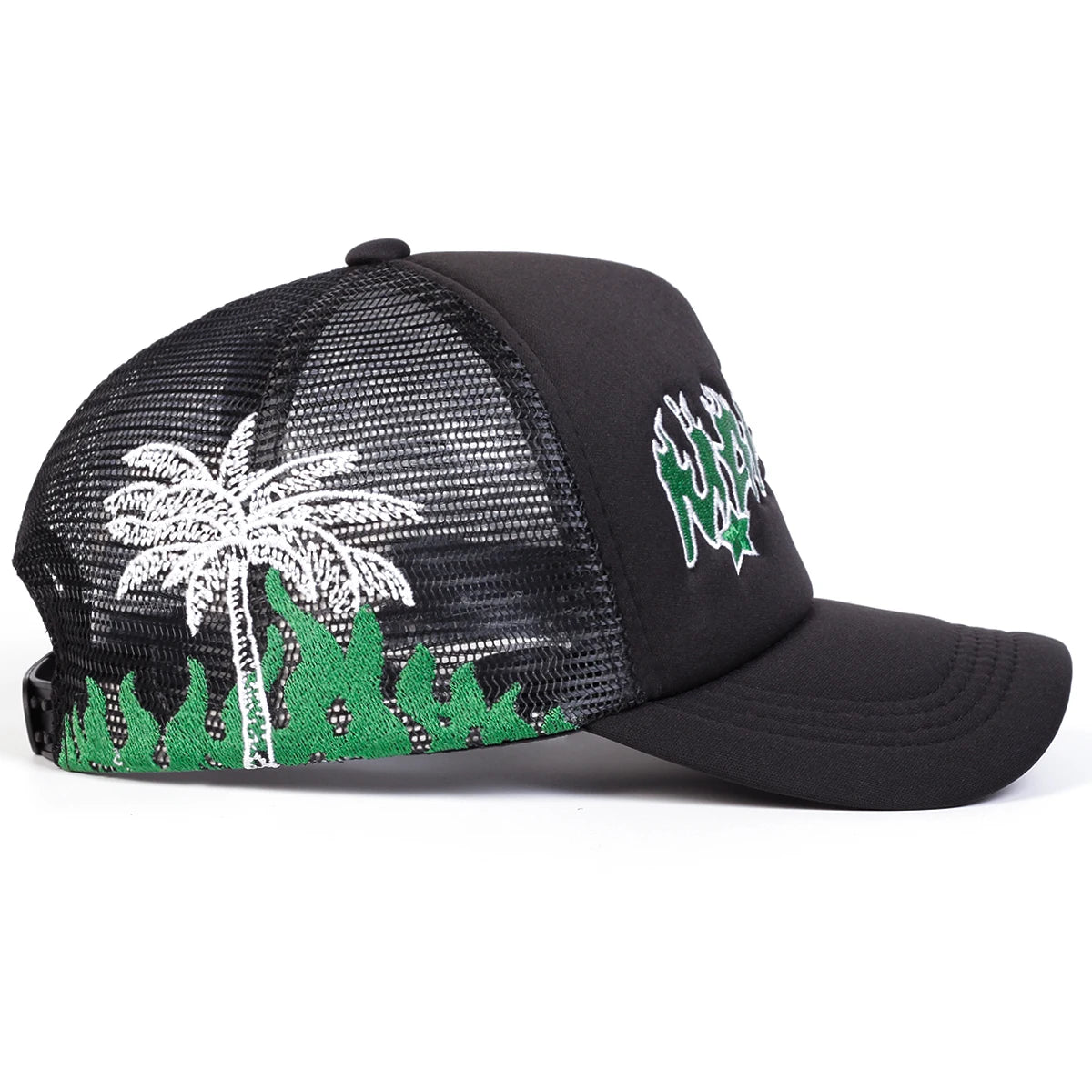 Unisex Magari Flame Embroidery Baseball Net Caps Spring and Summer