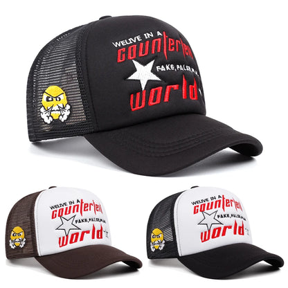 Personalized Fashion Mesh Hat World Angry Expressions Embroidered Street HipHop Hat Baseball Hat
