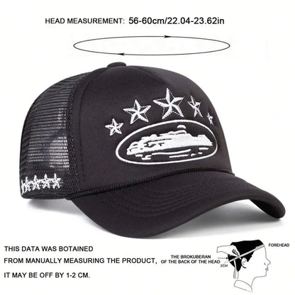 Unisex Men Women Cap Pentagram Embroidery Baseball Net Caps Spring Summer