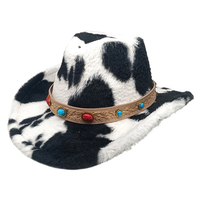 Trendy Fuzzy Cowgirl Hat For Women Men Western Hat