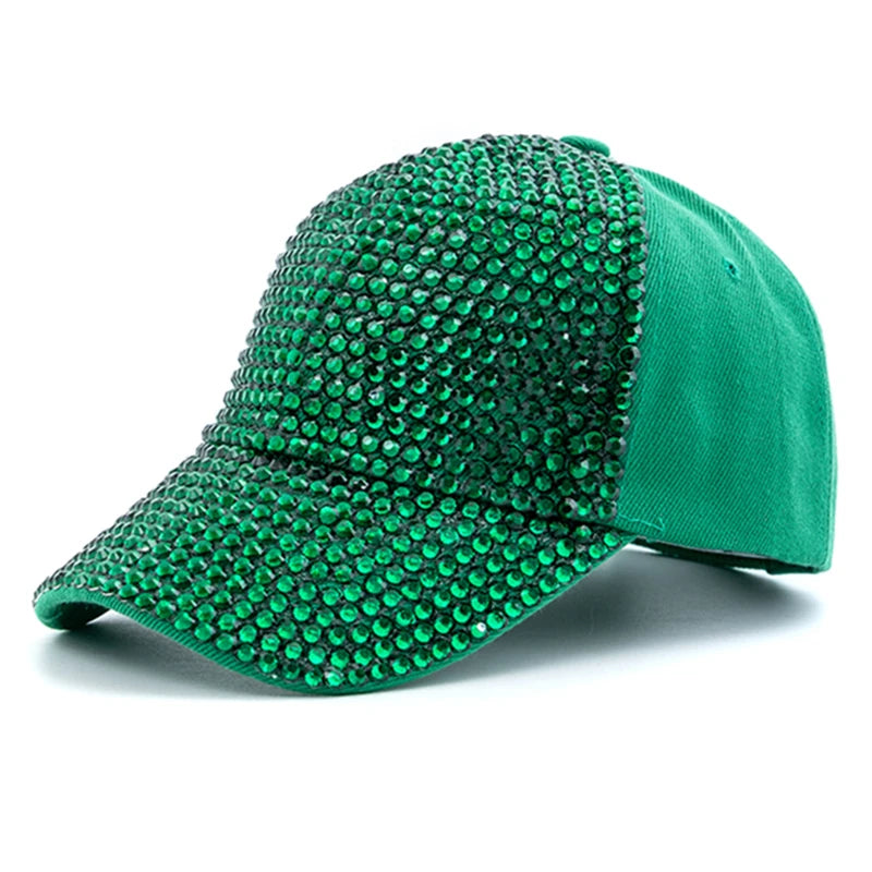 Women Diamond Inlay Cap Simple Plain Baseball Cap Female