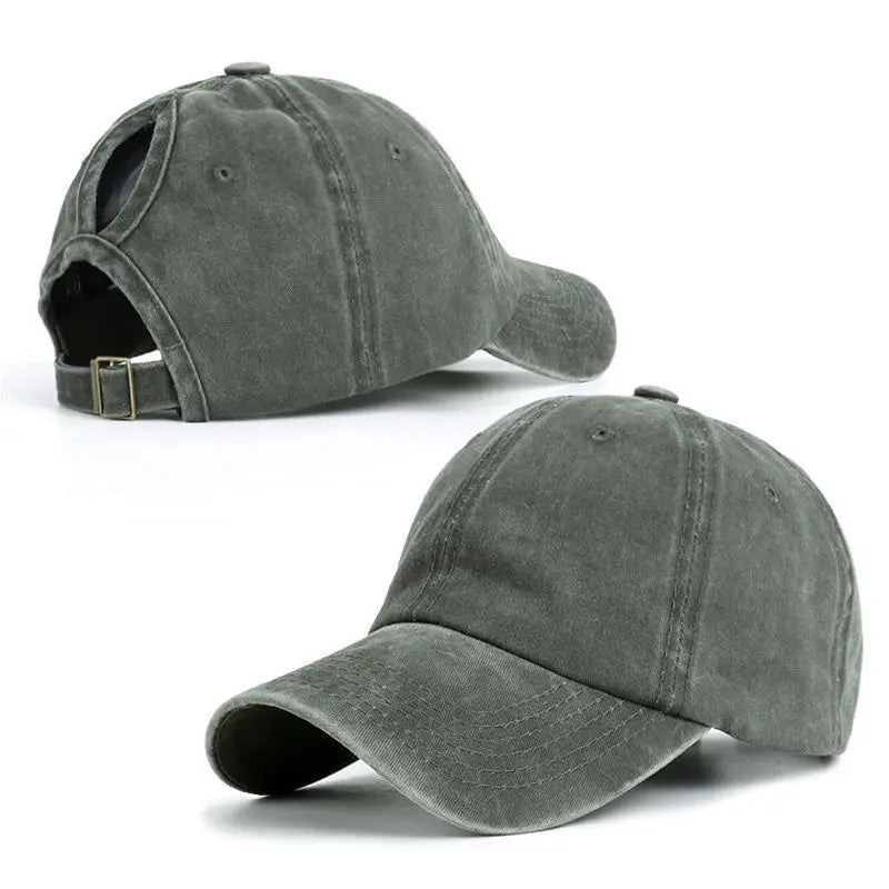 Retro Washed Backless Baseball Cap For Women
