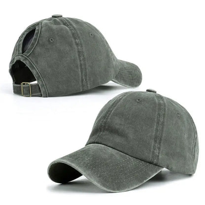 Retro Washed Backless Baseball Cap For Women