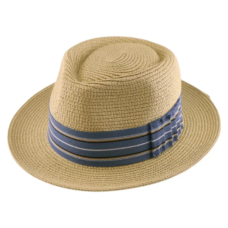 2025 New Fedora Straw Hat With Wide Striped Band