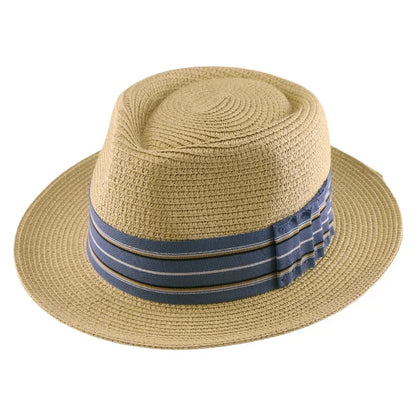 2025 New Fedora Straw Hat With Wide Striped Band