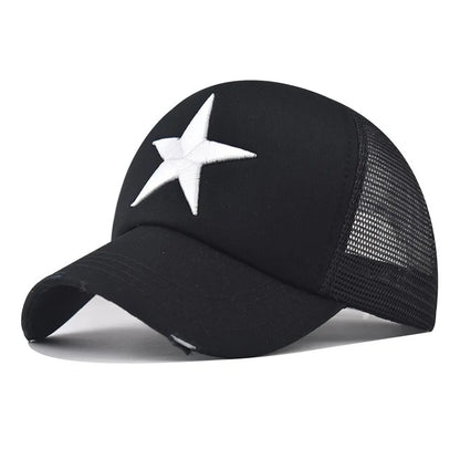 Unisex Mesh Cap Casual Plain Embroidery Five-Star Cotton Baseball Cap Summer for Women And Men