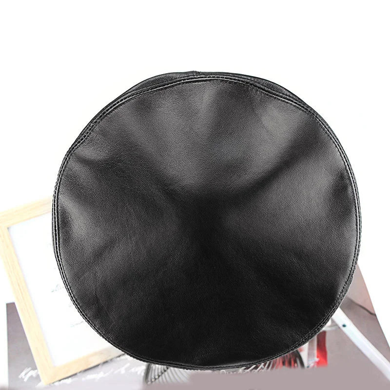 Autumn Winter Women's Genuine Sheep Leather Beret