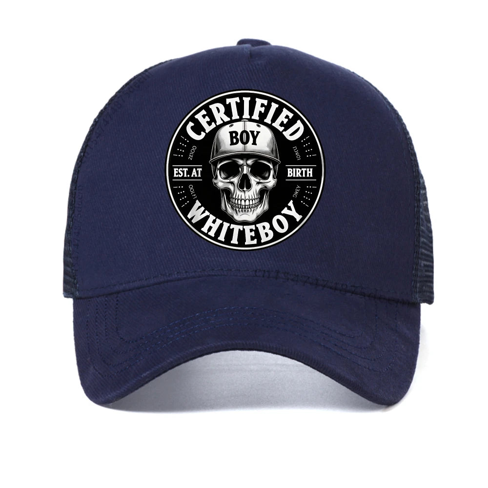 Certified Bold Skull Whiteboy Printed Baseball Cap Men Women Summer