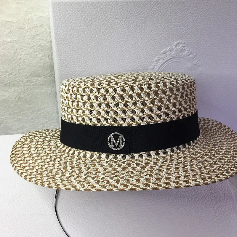 Women's Elegant Houndstooth Sun Hat - Wide Brim UV Protection Beach Hat