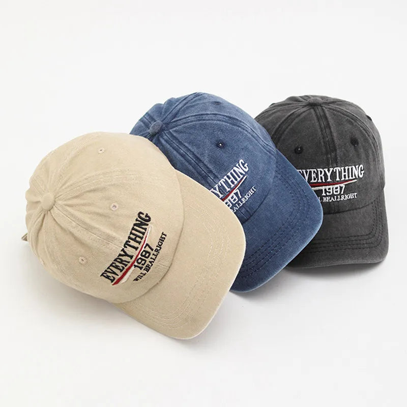 Retro Letter Embroidery Baseball Cap Children Washed Cotton Hat Korean Solid Color Kids Boy Girl Peaked Caps